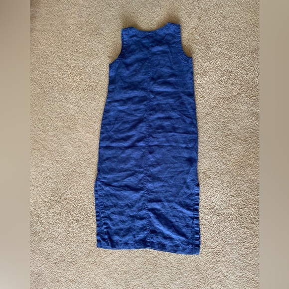 VGUC 100% Linen True Vintage 1990s Cali Cali Apron Pinafore Jumper Maxi Dress - Picture 8 of 11